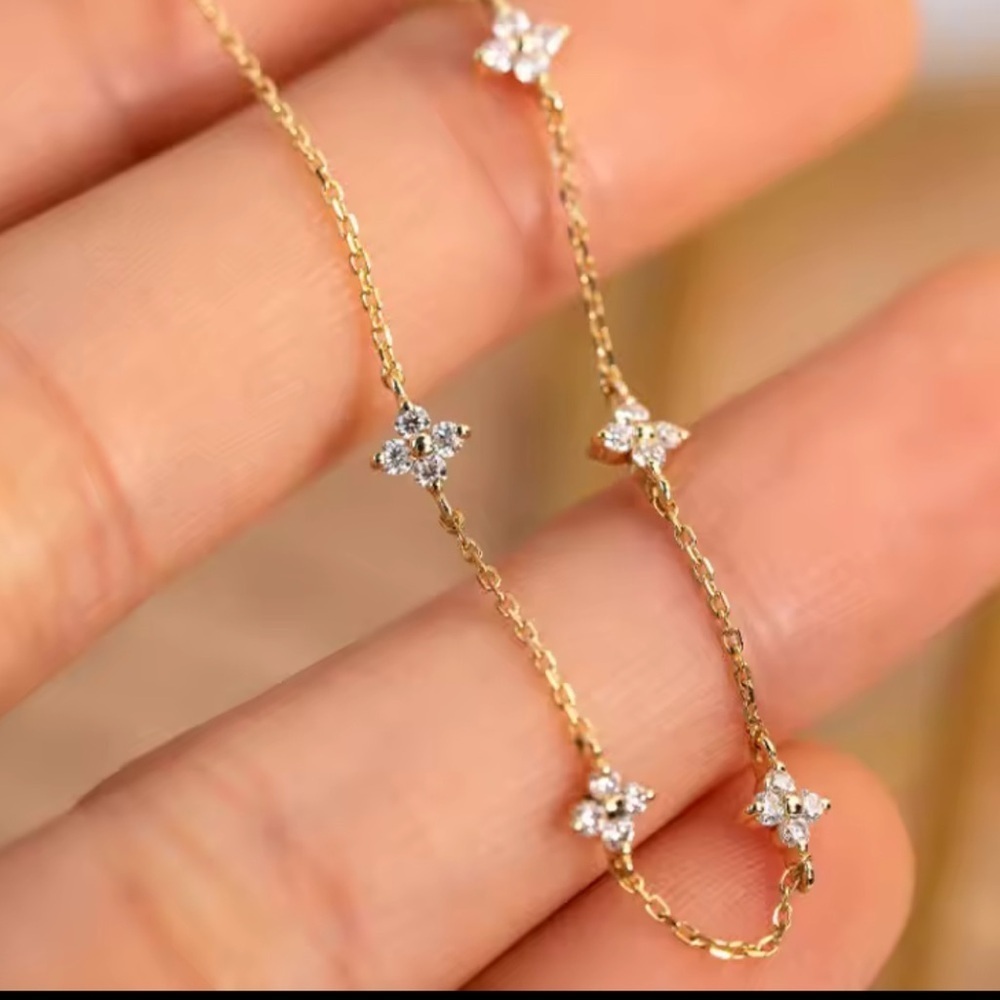 925 Sterling Silver & Gold Plated Star Choker Necklace - Picture 2 of 4